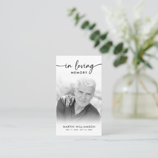 Modernes Bestattungs-Foto Love Memory Prayer Card Visitenkarte (Stehend Vorderseite)