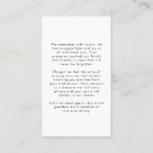 Modernes Bestattungs-Foto Love Memory Prayer Card Visitenkarte (Rückseite)