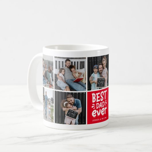 Modernes 'Bester Vater je' 9 Foto Keepake Kaffeetasse (Vorderseite Links)