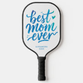 Modernes, bestes Mama-Script je blau und weiß Pickleball Schläger (Vorderseite)