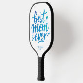 Modernes, bestes Mama-Script je blau und weiß Pickleball Schläger (Links)
