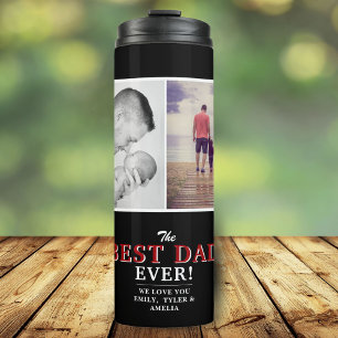 Modernes Bestes Vater je Vatertag 2 FotoCollage Thermosbecher