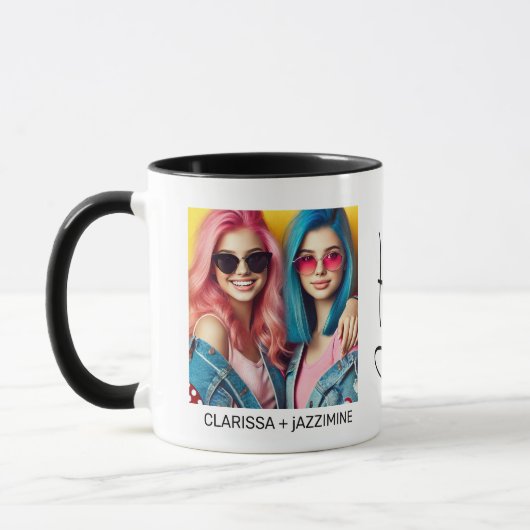 Modernes Bestie Black Script 2 Foto Tasse (Links)