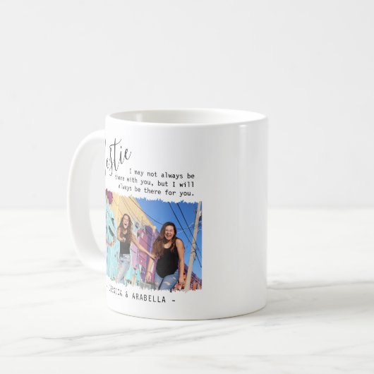 Modernes Bestie Quote Foto Personalisierte BESTE F Kaffeetasse (Vorderseite Links)