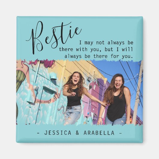 Modernes Bestie Quote Foto Personalisierte BESTE F Magnet (Vorne)