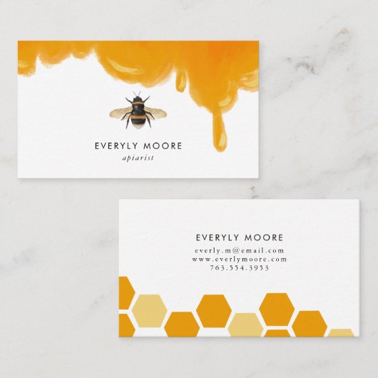 Modernes Bienenbewahrer-Apiarist-Honig Visitenkarte (Vorne/Hinten)