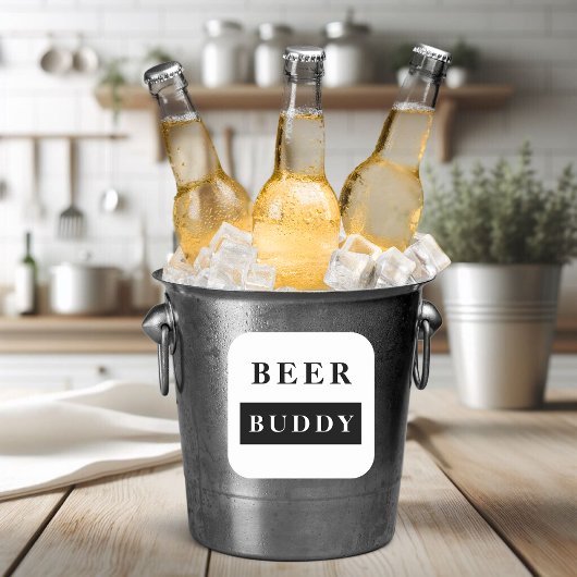 Modernes Bier Buddy Black Funny Zitat Quadratischer Aufkleber