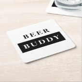 Modernes Bier Buddy Black Funny Zitat Rechteckiger Pappuntersetzer (angewinkelt)