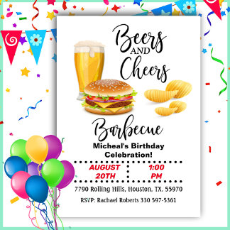 Modernes Bier und Chef Barbecue Geburtstag Einladung