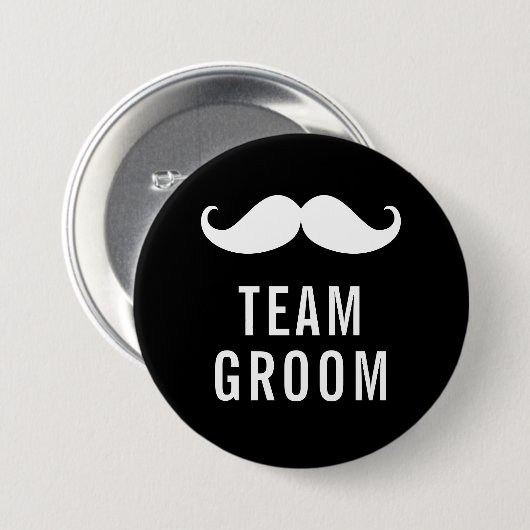 Modernes Big Bold Black Bachelor Party Team Groove Button (Vorne & Hinten)