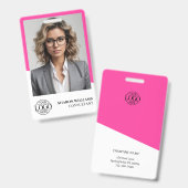 Modernes Bight Rosa Mitarbeiter-Foto Firmenlogo Ausweis (Vorder- & Rückseite)