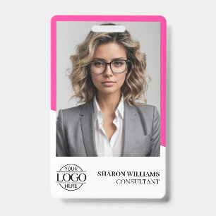 Modernes Bight Rosa Mitarbeiter-Foto Firmenlogo Ausweis