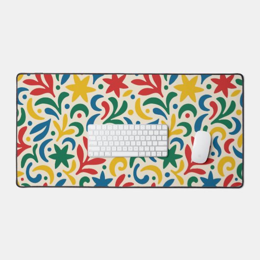 Modernes biophiles Muster Mitte des Jahrhunderts Schreibtischunterlage (Tastatur & Maus)