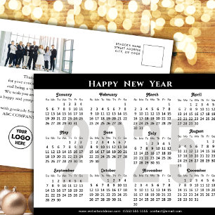 Modernes Black 2025 Calendar Corporate Foto Einfac Feiertagspostkarte