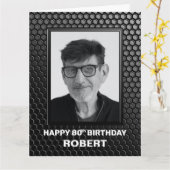 Modernes Black 80. Geburtstag Custom Foto Gruß Karte (Gelbe Blume)