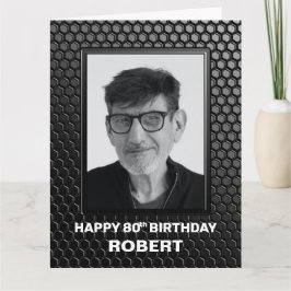 Modernes Black 80. Geburtstag Custom Foto Gruß Karte