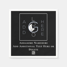 Modernes Black Add Your Logo Business Marketing Serviette