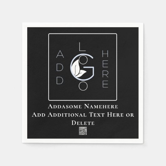 Modernes Black Add Your Logo Business Marketing Serviette (Vorderseite)