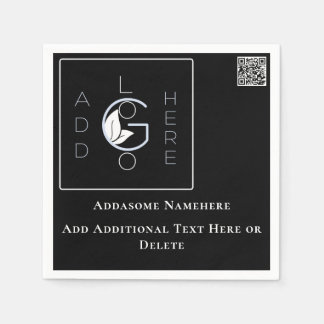 Modernes Black Add Your Logo Business Marketing Serviette