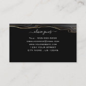 Modernes Black Agate Gold Glitzer Signature Script Visitenkarte (Rückseite)
