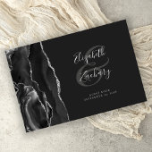 Modernes Black Agate Silver Script dunkel Gästebuch