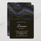 Modernes Black and Gold Agate Party Einladung (Vorne/Hinten)