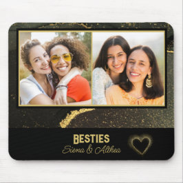Modernes Black and Gold Best Friend Foto Mousepad