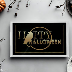 Modernes Black and Gold Chic Adult Halloween Thema Acryl Tablett
