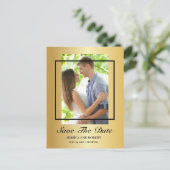 Modernes Black and Gold Foto Save the Date einlade Postkarte (Stehend Vorderseite)
