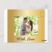 Modernes Black and Gold Foto Save the Date einlade Postkarte (Rückseite)