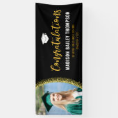 Modernes Black and Gold Glitzer Abschluss Foto Banner (Vertikal)