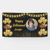 Modernes Black and Gold Happy Retirement Banner (Horizontal)