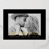 Modernes Black and Gold Overlay-Foto Save the Date Folieneinladung (Vorderseite)