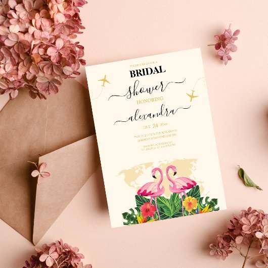 Modernes Black and Gold Reisepass Bridal Einladung