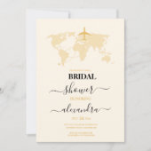 Modernes Black and Gold Reisepass Bridal Einladung (Vorderseite)