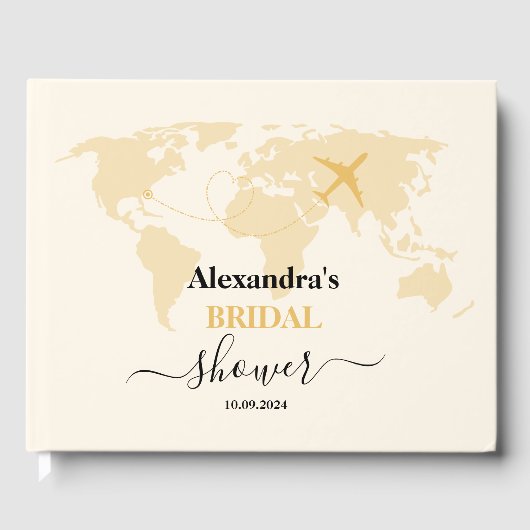 Modernes Black and Gold Reisepass Bridal Gästebuch (Vorderseite)