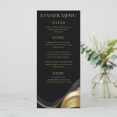 Modernes Black and Gold Wedding Dinner & Bar Menükarte (Stehend Vorderseite)