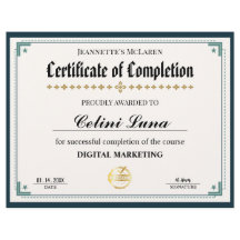 Modernes Black and Gold Zertifikat