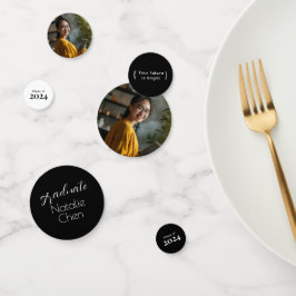 Modernes Black Arch Abschluss Foto Party Confetti Konfetti