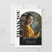 Modernes Black Arch Foto Graduate Danke Karte (Vorderseite)