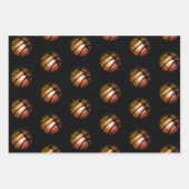 Modernes Black Basketball Ball Sportmuster Wraping Geschenkpapier Set (Vorderseite 2)