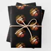 Modernes Black Basketball Ball Sportmuster Wraping Geschenkpapier Set (Beispiel)