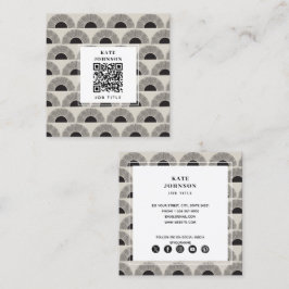 Modernes Black & Beige Sunset Abstrakt Art QR Code Quadratische Visitenkarte