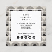 Modernes Black & Beige Sunset Abstrakt Art QR Code Quadratische Visitenkarte (Rückseite)