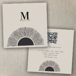 Modernes Black & Beige Sunset Abstrakt Art QR Code Quadratische Visitenkarte