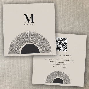 Modernes Black & Beige Sunset Abstrakt Art QR Code Quadratische Visitenkarte