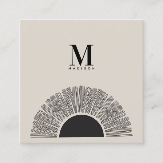 Modernes Black & Beige Sunset Abstrakt Art QR Code Quadratische Visitenkarte (Vorderseite)