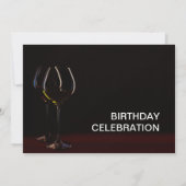 Modernes Black Birthday Wine Glass Party Einladung (Rückseite)