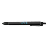 Modernes Black Blue Monogram Eleganter Skriptname Kugelschreiber (Unterseite)