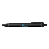 Modernes Black Blue Monogram Eleganter Skriptname Kugelschreiber (Oberseite)